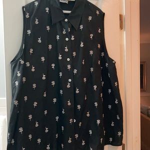 Fun collared Irish linen sleeveless linen 2x